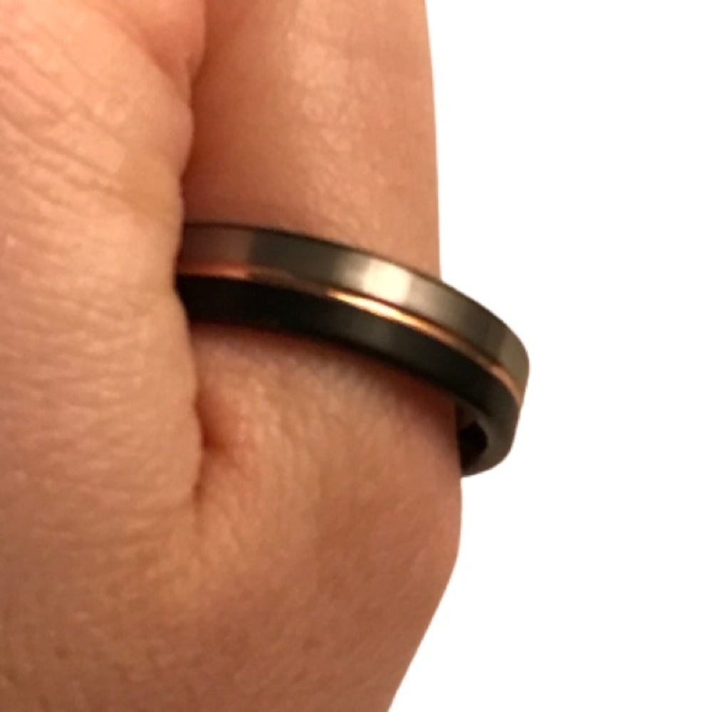 NEW Tungsten Carbide Wedding Ring Band Black Rose Gold Brushed Two Tone 14